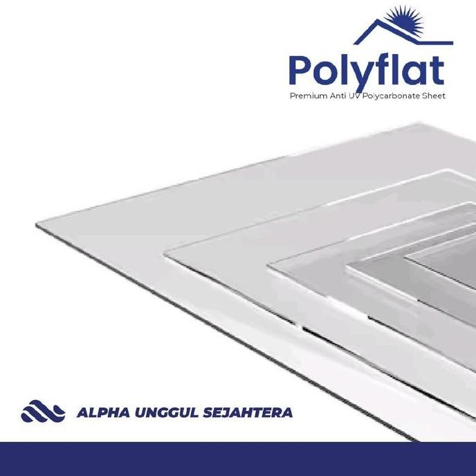 Atap Polycarbonate Polyflat/ Poly flat Tbl 1.2mm Atap Polycarbonate- Solartuff Solid - Solarflat Har