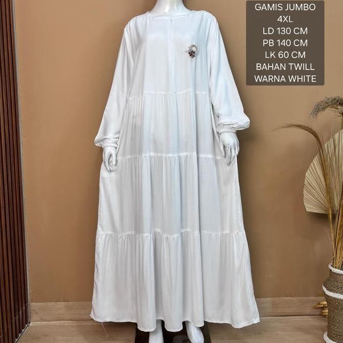 Gamis Hitam Putih Jumbo Ld 130 Cm Model Polos Kekinian - Nafisah Dress