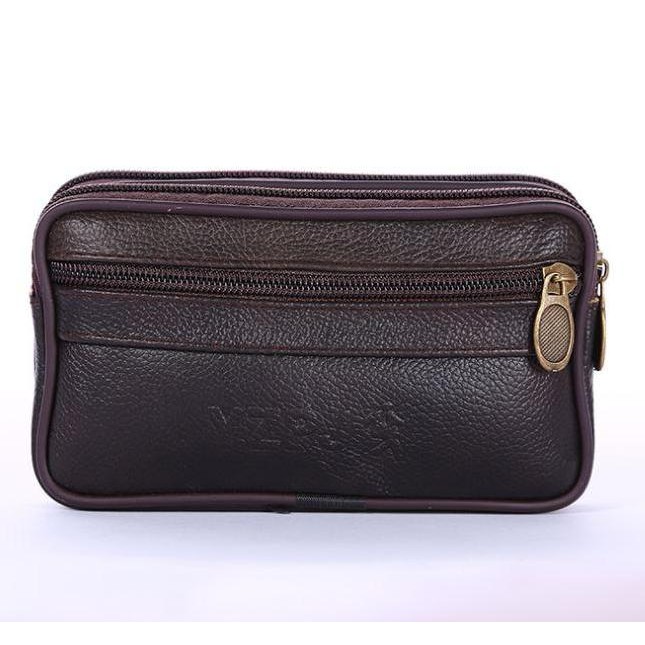 VELDORA- POUCH PRIA MORGAN WA005B7 HAND BAG BATAM PARIS KECIL FASHION  MURAH KULIT COKLAT KOREA