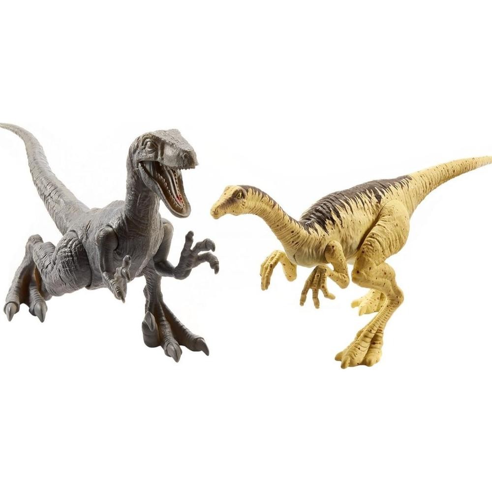 Terjamin Asli Mattel Jurassic World Dino Velociraptor & Gallimimus Figures, 2 Pack