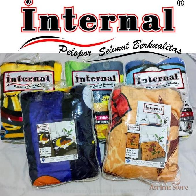 Selimut INTERNAL 160x200 Bulu Super Lembut Motif karakter Bunga Abstak Premium