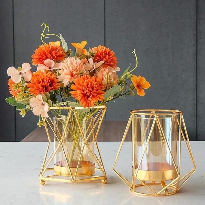 Vas Bunga Gold Vas Bunga Meja Tamu Vas Bunga Besi Nordic Vas Dekorasi Vintage Hydroponic Vase Vas pl