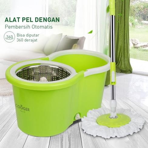 IS - PEL MOP LANTAI PUTAR 360 DERAJAT STAINLES DENGAN ROL PRAKTIS KAIN PEL PUTAR SPIN MOP 6L BUCKET 