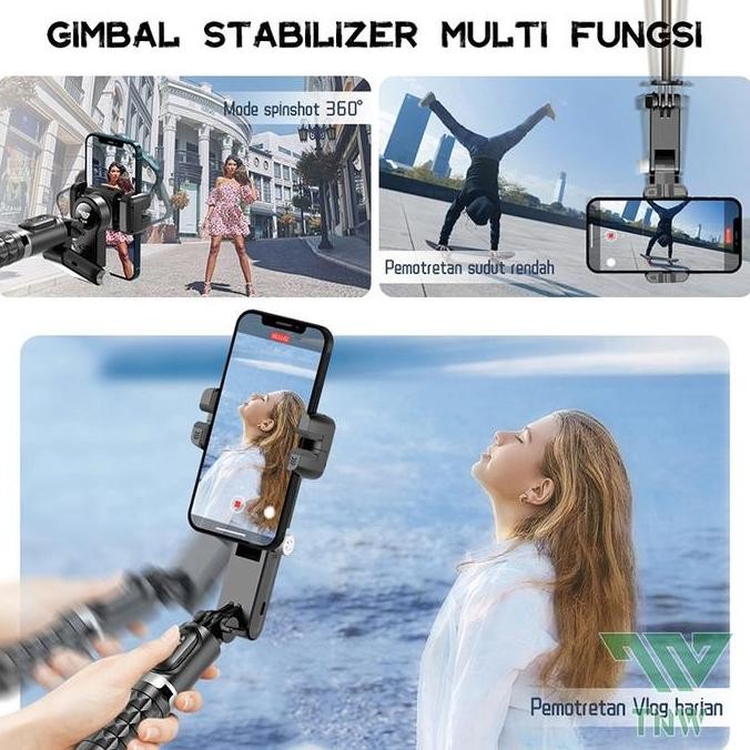 Gimbal Stabilizer Handphone TNW-Q18 Gimbal Stabilizer Hp Stabilizer Tongsis Hp Bluetooth Tripod