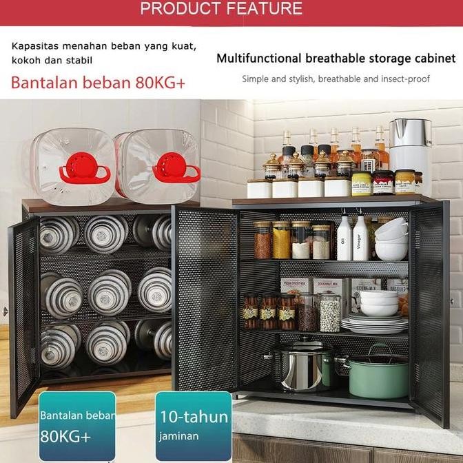 Lemari Piring Minimalis Rak Dapur Stainless Rak Penyimpanan Serbaguna Rak Dapur Kabinet Multi-Lapisa