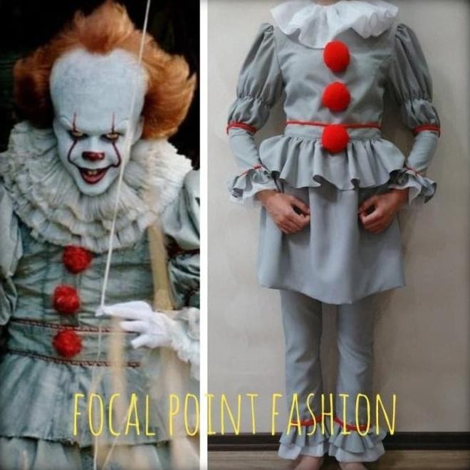 kostum pennywise IT dewasa unisex clown badut halloween costume