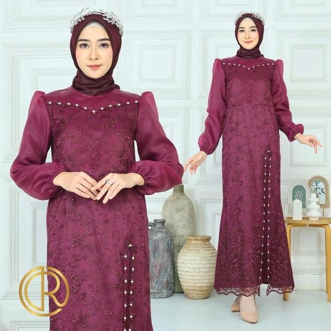 Aurora Boutiq Dress Aisyah | M L Xl | 6 Warna | Gamis Maxi Semi Duyung Busana Pakaian Wanita Undanga
