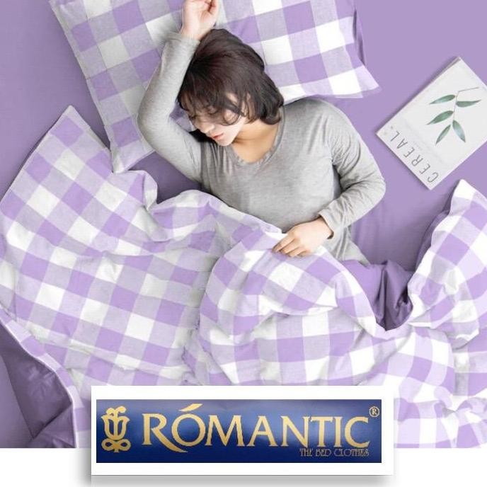 Sprei Aesthetic Korea Kotak Ungu Lilac / Lavender by ROMANTIC katun jepang