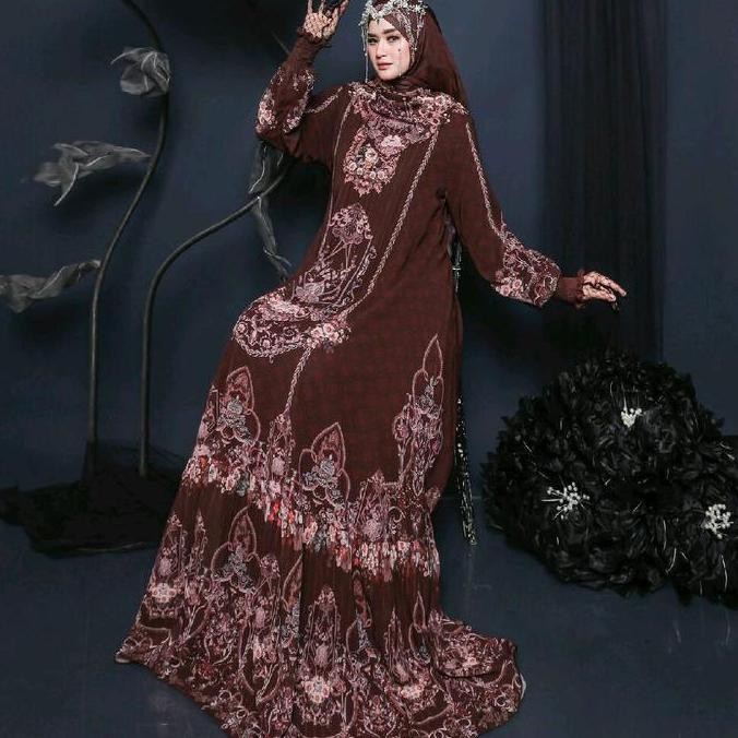 Gamis Zarah Series By Ac Collection Full Ceruty Digital Printing Muslim Wanita