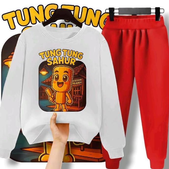 DS15 >> SETELAN anak Panjang tung sahur anomali Joger Polos Merah Putih baju murah , Baju Olahraga a