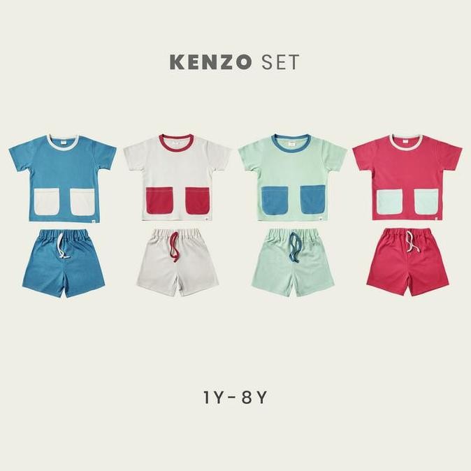 DB251 }} IKAVOU KENZO POCKET SET - Baju Setelan Anak unisex Lengan pendek
