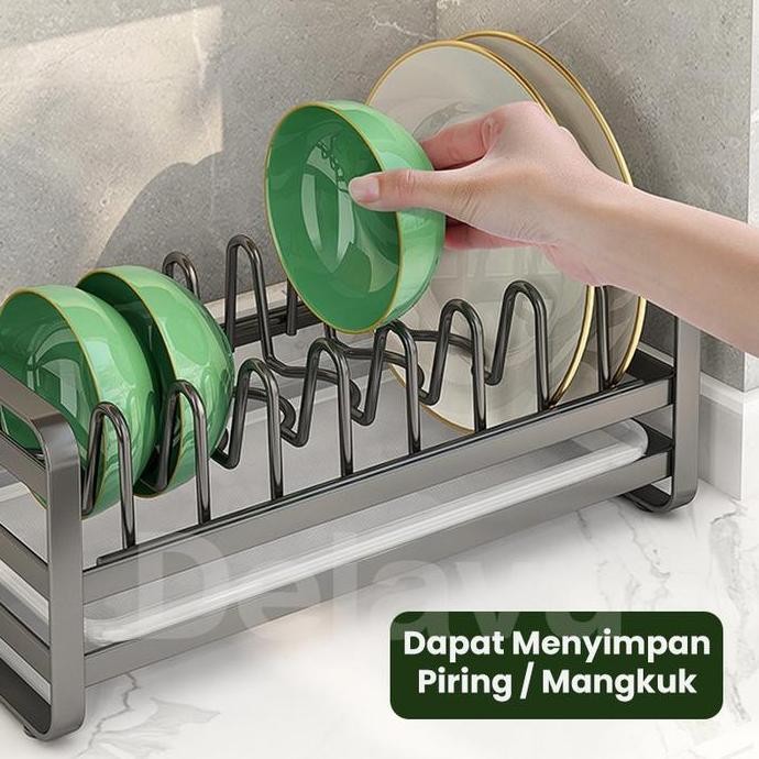 Dejavu Rak Piring Dapur Serbaguna Tempat Cuci Piring Stainless Steel rak wastafel HRM157