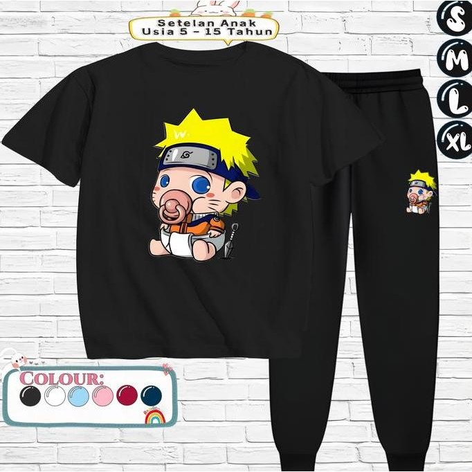 DF383>> Baju Setelan Anak Laki Laki - Pakaian Kaos dan Celana Panjang Fashion Anak Cowok Usia 5-15 T