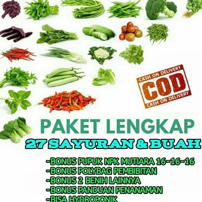 Paket 27 Bibit benih sayuran buah lengkap hydroponik TOB1 yang cepat berbuah