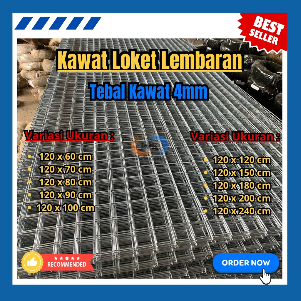 Kawat Loket Galvanis / Kawat Mesh / Kawat Pagar Lembaran Tebal 4mm Ukuran Bervariasi | Cocok Untuk P