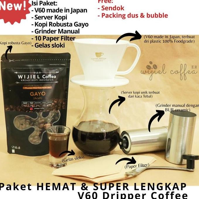 Paket Hemat Dan Lengkap Alat Kopi V60-Alat Kopi V60 Dripper Coffee