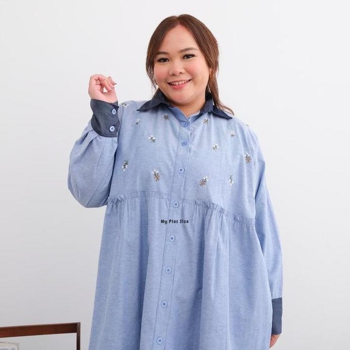 Tunik Bordir Floral Jumbo Wanita 3864, Ld 125, 135, 148 & 158 Cm / Tunik Bordir Jumbo Wanita