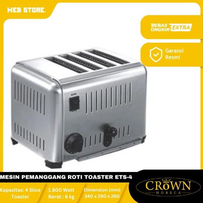 CORVUS Mesin Pemanggang Roti 4 Slot Toaster ETS-4 Slice Bread Toaster ETS-4 Crown