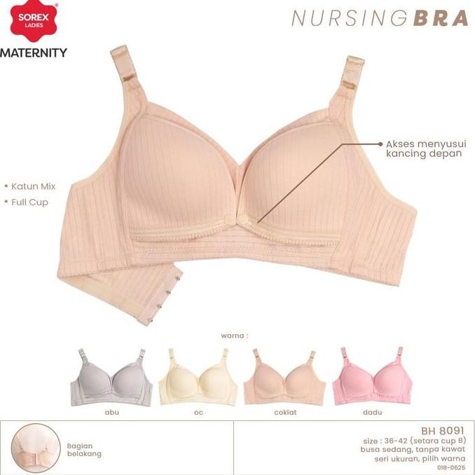 Promo Sorex Bra Menyusui Tanpa Kawat Bukaan Depan Full Cup B-C Kait 4 Katun Mix Nursing Bra Bh 8091 