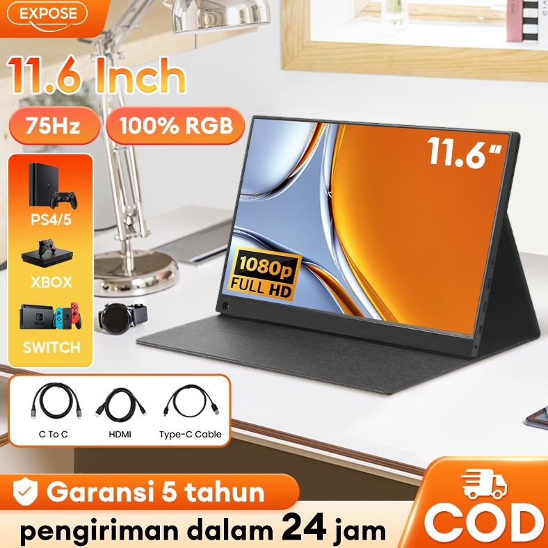 CORVUS- Portable Monitor 11.6 Inch Full HD | Plug & Play USB C HDMI | Portable Gaming Display | Port