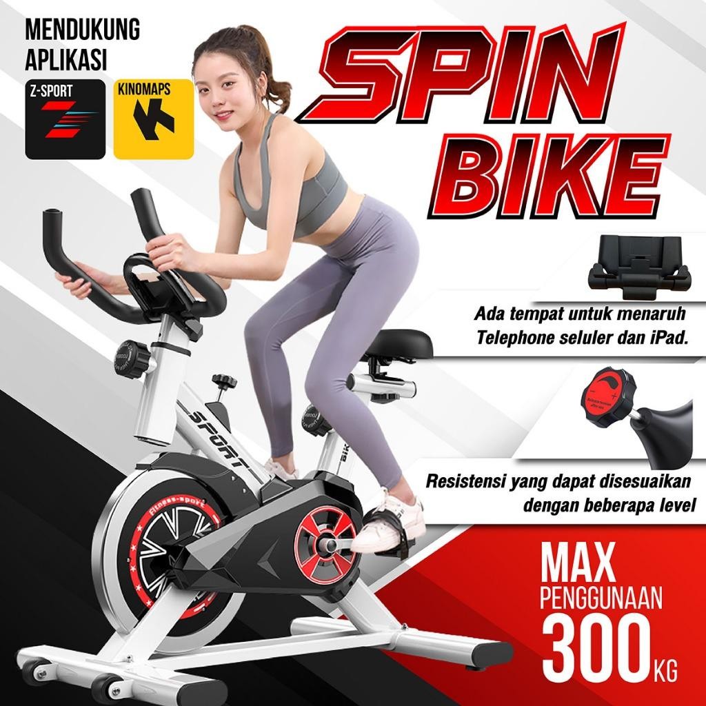 Cod Bergaransi Spinning Bike Sepeda Statis Peralatan Fitness Dalam Ruangan Kuat Hingga 300Kg