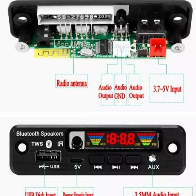 Promo Kit Module Mp3 Bluetooth Hifi Player Musik Usb Mobil Modul 5 Volt Tws Cod