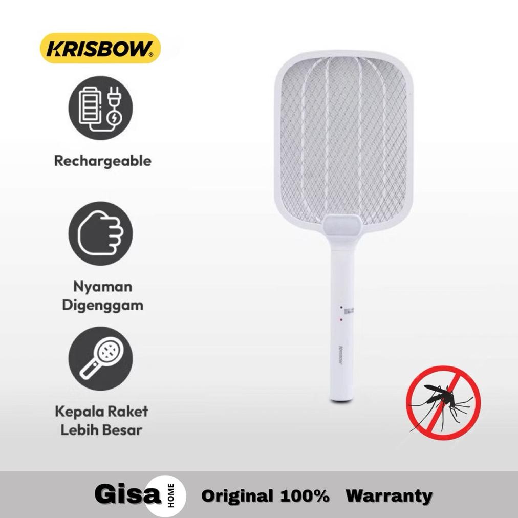 Krisbow Raket Nyamuk Rechargeable Pengusir Serangga Raket Pembasmi Nyamuk Elektrik Insect Killer