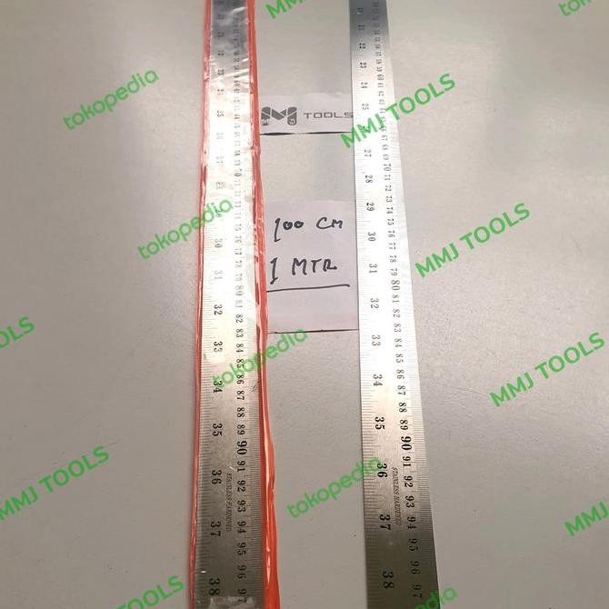 Premium Penggaris Besi 100 cm - Mistar Baja 1 meter Promo