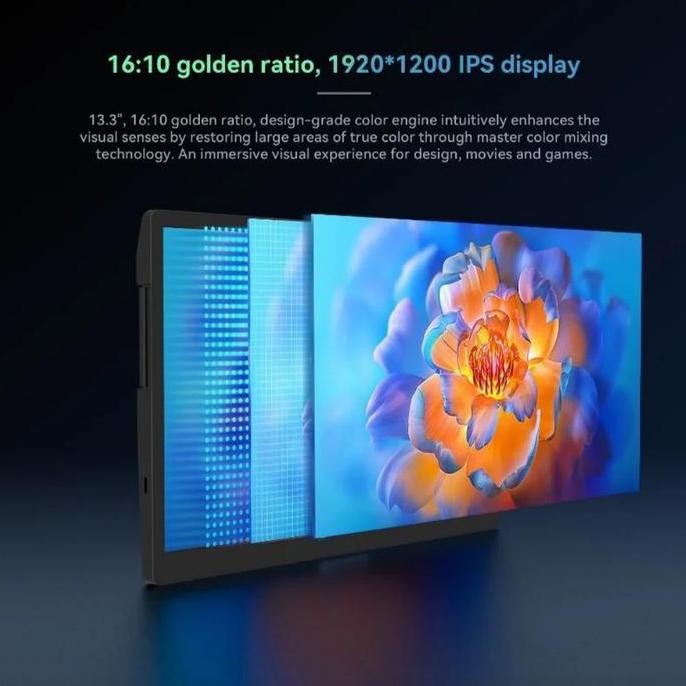 Triple Portable Monitor Triple Laptop Screen Extender Dual 13.3inch 1080P LCD monitors portable Tri 