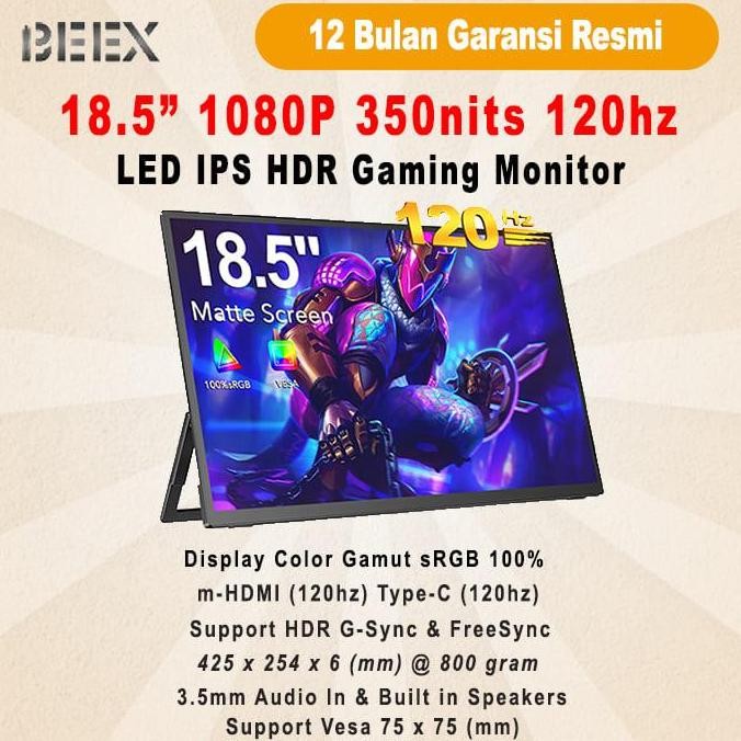 Portable Monitor BeeX 18.5" Premium Gaming 1080P 120Hz Portable Monitor HDMI USB C REZ