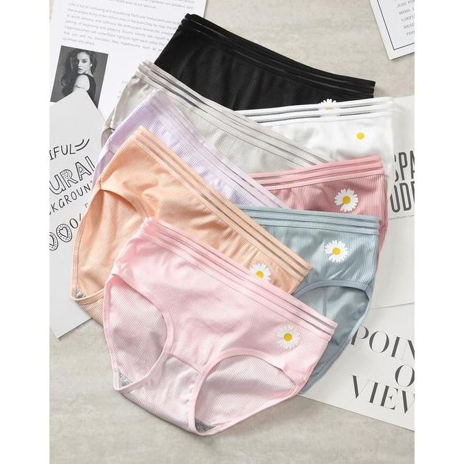 Promo Missoofficial.Id Cd693 Celana Dalam Wanita Mulus Motif Bunga Daisy Sutra Briefs Elastis Seamle