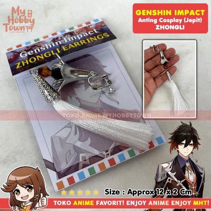 Anting Cosplay Anime Genshin Game Zhongli Morax Liyue