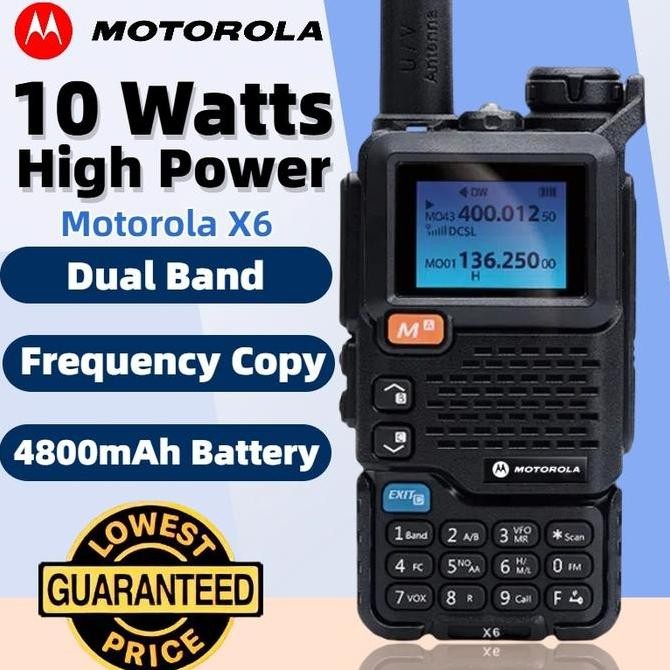 ZOLDYCK- HT Motorola X6 mini Walkie Talkie Long Range 15KM Two Way Radio Dual Band 10 Watts 4800mAh 