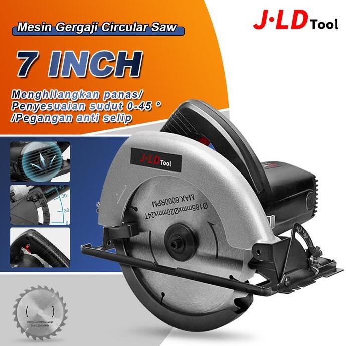BELERAINTE- JLD Mesin Gergaji Circular Saw 7 Inch JD1857 900W Sircular Saw J1857 Mesin Potong Pemoto