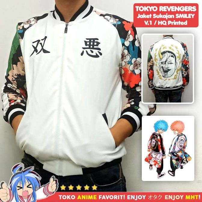 Jaket Smiley Bomber Sukajan Anime Tokyo Revengers Full Print Kawata