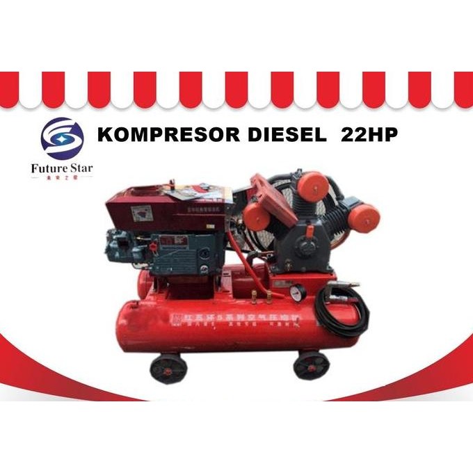 CHROLLO- MESIN KOMPRESOR DIESEL ANGIN 2 TABUNG (22HP) Diesel Engine ENGKOL