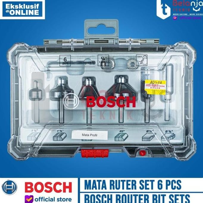 JUNJI- Mata Ruter Profil Kayu Set 6 pcs Bosch Router Bit Sets Trim and Edging 6pcs
