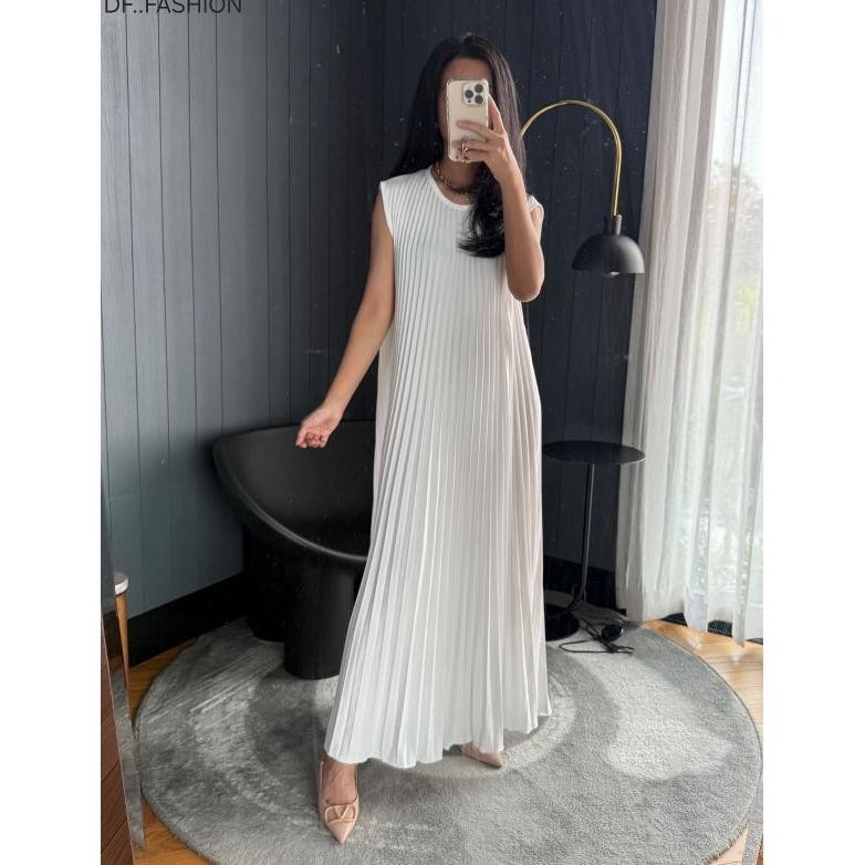 Inner Dress Plisket Mayung | Dress Panjang Polos Plisket Mayung | Inner Gamis Dress Plisket A-Linen 