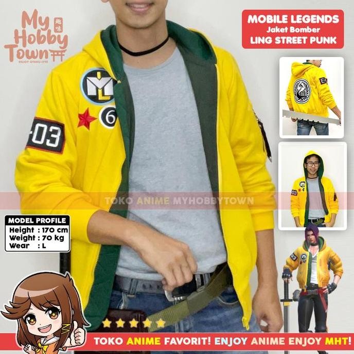 Jaket Mobile Legends - Ling Starlight Street Punk Cosplay Jacket - LOGO BORDIR - myhobbytown