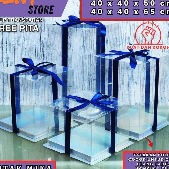 Cake Box Mika Dus Kue Kotak Kue 40X40 Cm Tutup Warna Dan Transparan Pet Kotak Jumbo Kotak Kado Kotak