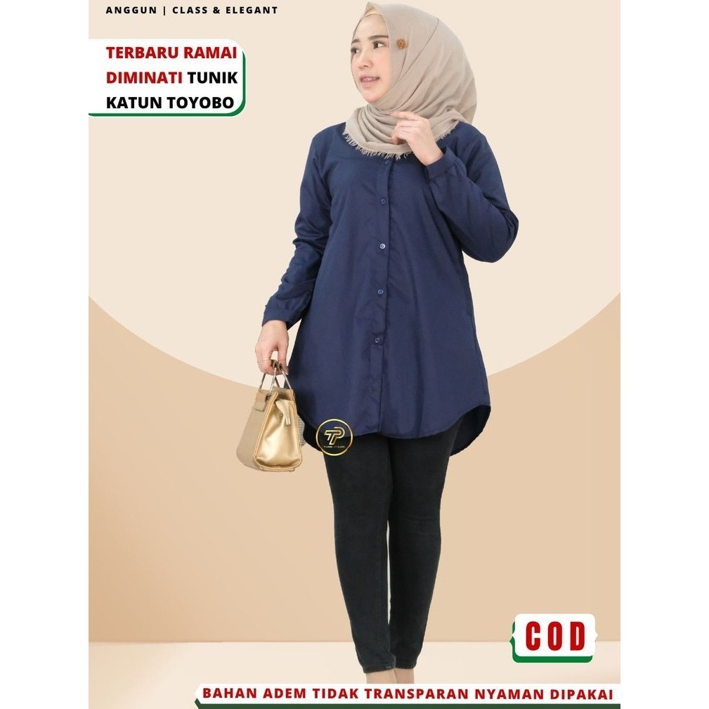 Baju Atasan Tunik Tunic Polos Santriwati Wanita Muslimah Dewasa Bahan katun Toyobo Adem Busui C5
