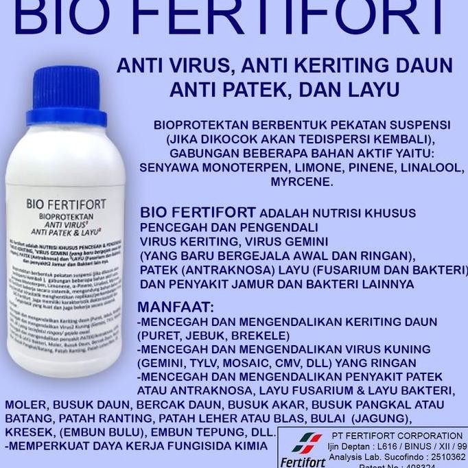 Bio Fertifort Anti Virus Keriting Gemini  Patek Antraknosa Layu Fusarium Fungisida Bakteri Bakterisi
