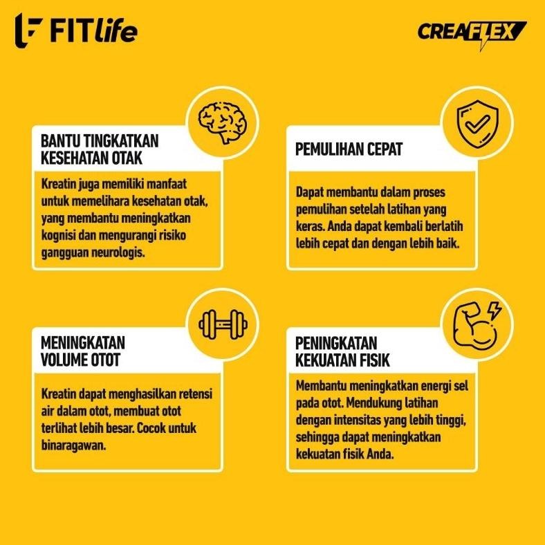 Fitlife Creaflex Creatine Monohydrate 300Gr - 60 Serving Suplemen Gym Kreatin Original