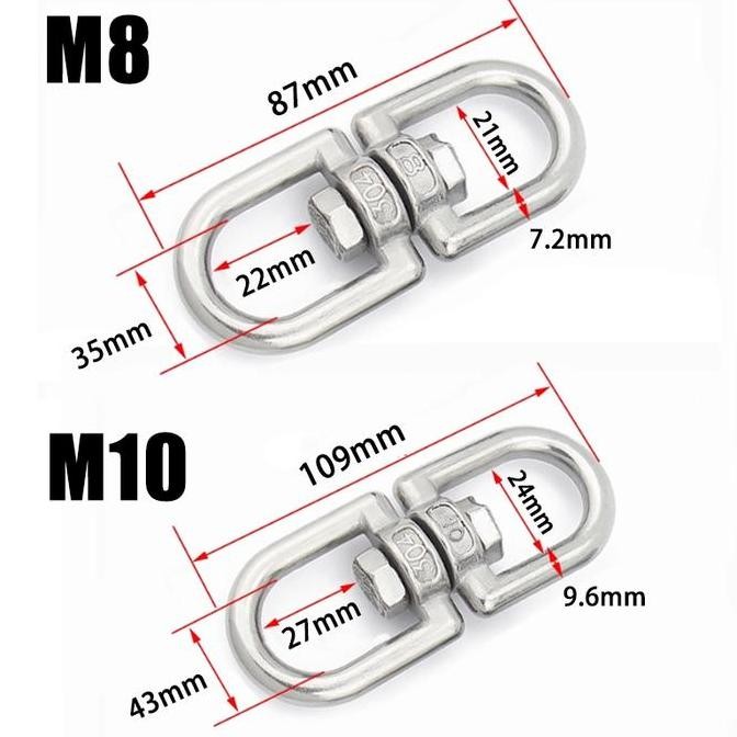 HASCHWALT- Swivel Kapsul SS304 M8/M10 Gesper Putar Stainless / Swivel SS 304
