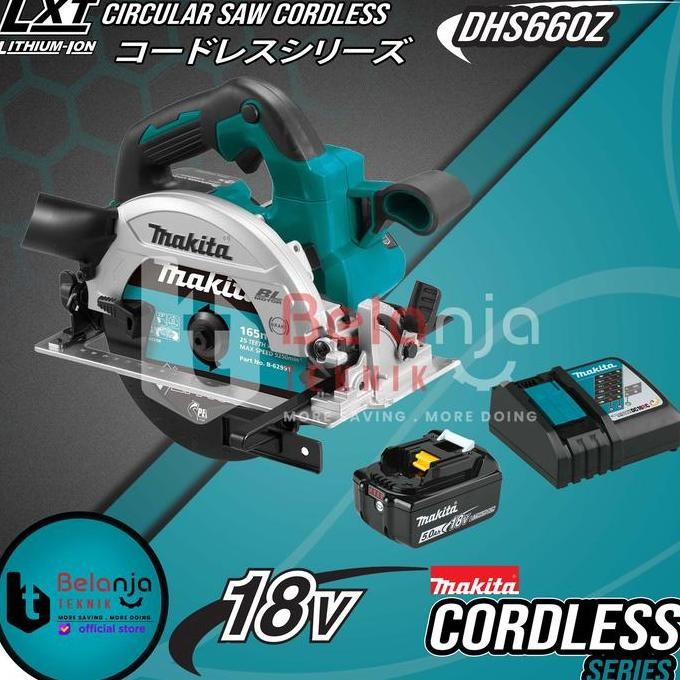 IKKAKU- Makita Mesin Circular Saw Baterai DHS660Z Potong Kayu 18V + Baterai