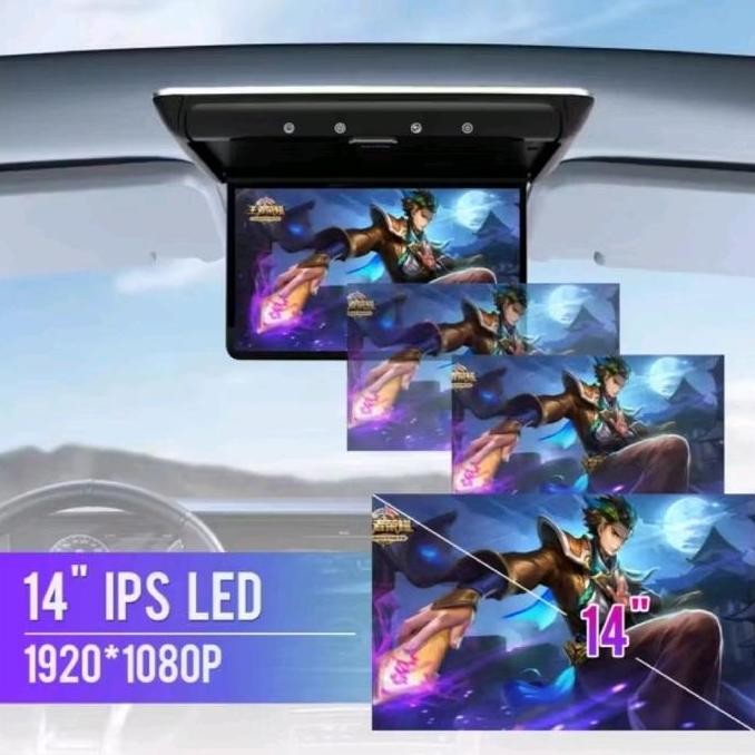 Promo Tv plafon mobil / Roof 14" IPS Screen Android System HDMI, USB & MMC Diskon