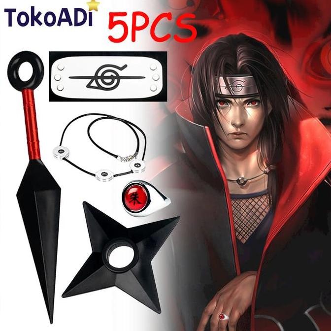 KAORU- 5pcs Mainan Naruto Itachi Set/Ikat Kepala Itachi Konoha Dan Kunai Set