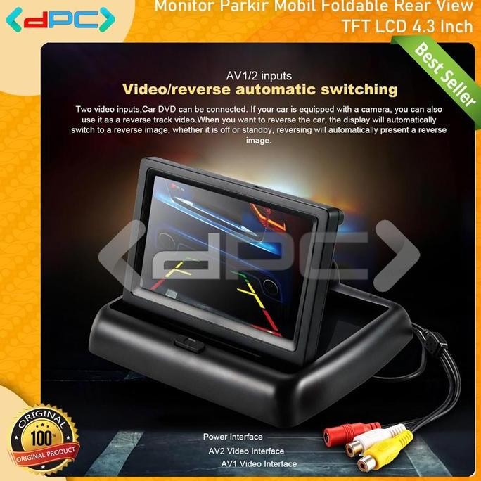 Promo Monitor LCD TFT 4.3 Inch Untuk Parkir Mobil Foldable Rear View Diskon