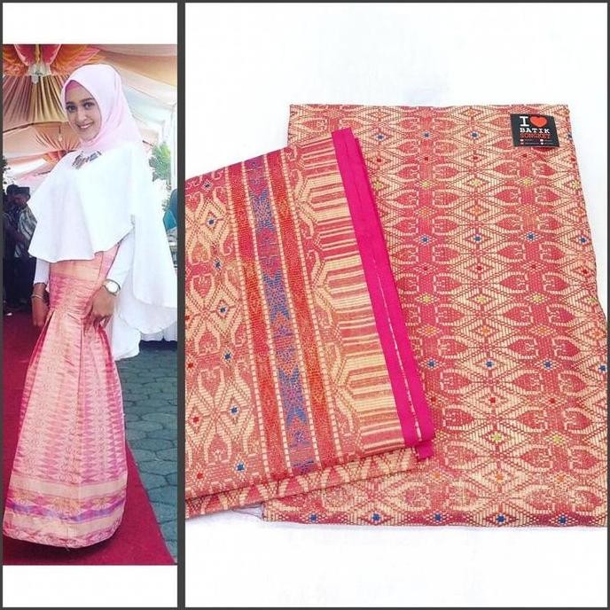 Promo SONGKET MESIN MURAH THAILAND WARNA PINK SERAGAM MAKASSAR BATAK PALEMBANG COD