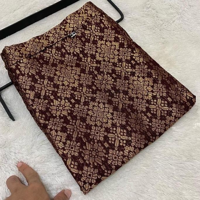 Promo Rok Songket Span dengan Resleting Belakang dan Bawahan Kebaya Pesta untuk Wanita Tenun Wisuda 